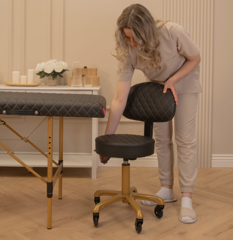 Taboret kosmetyczny i-coucou z pianką tapicerską 7cm i ekoskórą - przekrój