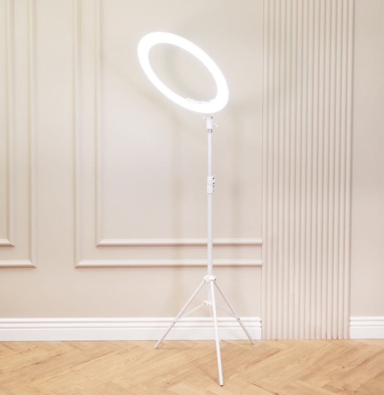 Lampa kosmetyczna LUNA RING 2.0 biała 50cm na statywie z panelem sterowania
