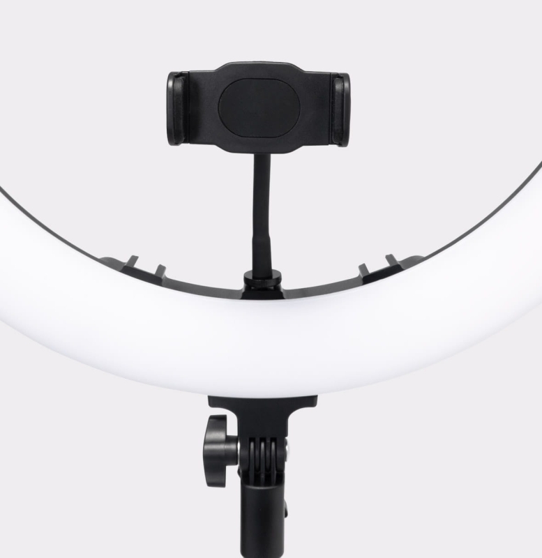 Uchwyt na telefon zamontowany na lampie LUNA RING 2.0 CZARNA