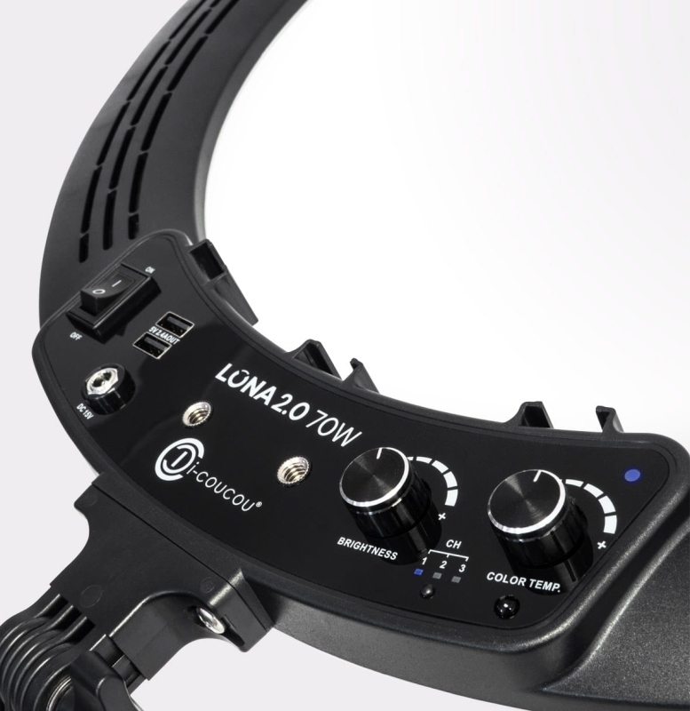 Zestaw lampy LUNA RING 2.0 CZARNA z akcesoriami i pilotem