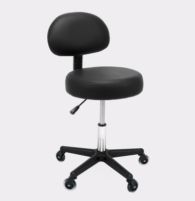 Taboret kosmetyczny płaski z oparciem CZARNY (Outlet 79)
