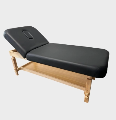 Stół do masażu stacjonarne drewniane -  czarne - lakierowane (Outlet)