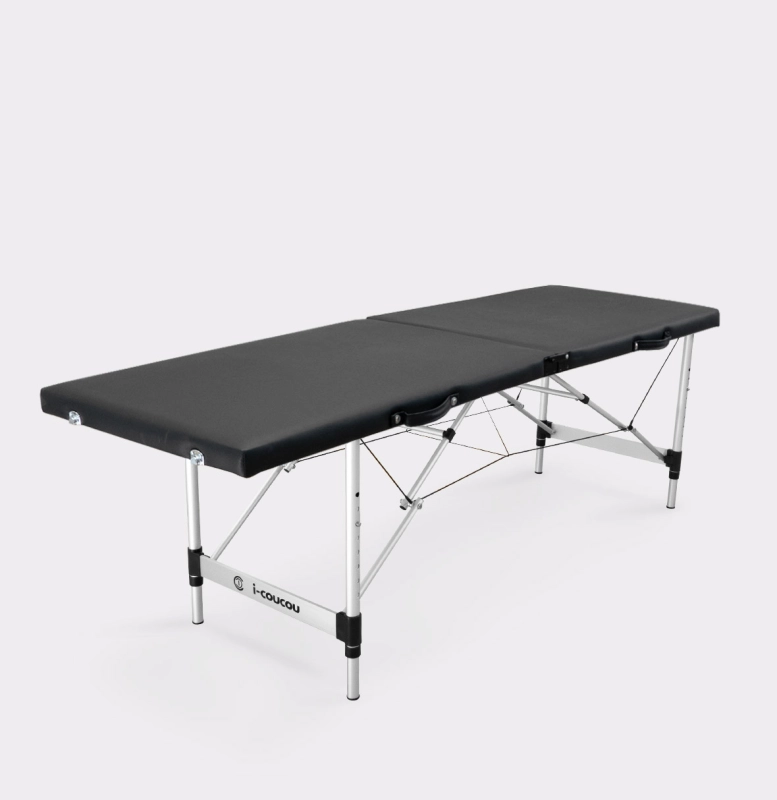 Łóżko kosmetyczne Space SLIM 60cm czarne - widok główny z torbą transportową
