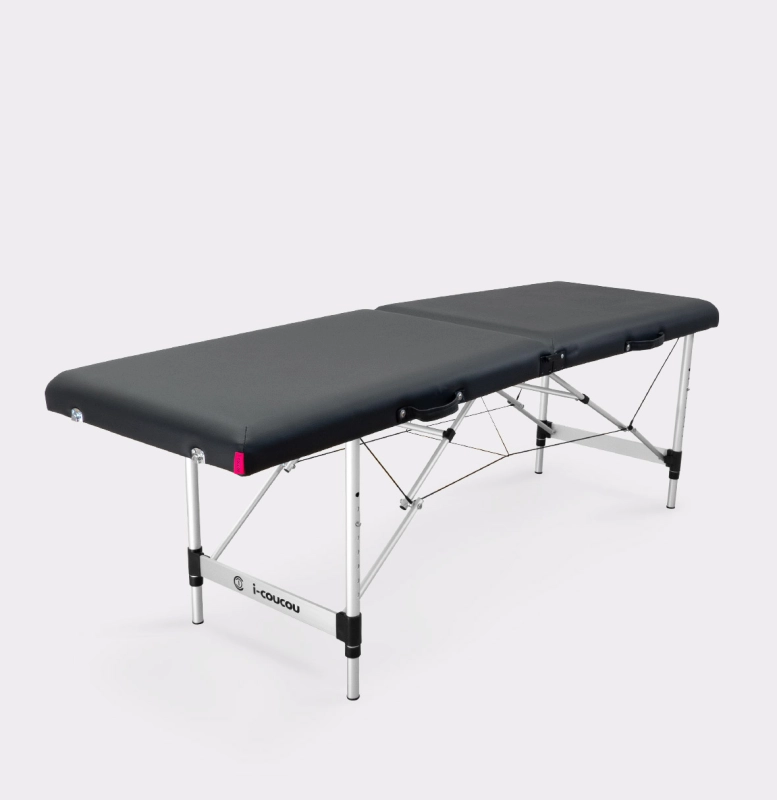 Łóżko kosmetyczne Space SLIM 60cm czarne - widok główny z torbą transportową
