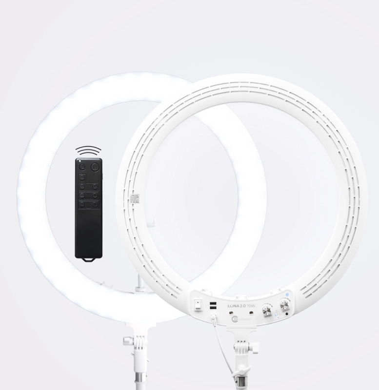 Lampa kosmetyczna LUNA RING 2.0 biała 50cm na statywie z panelem sterowania