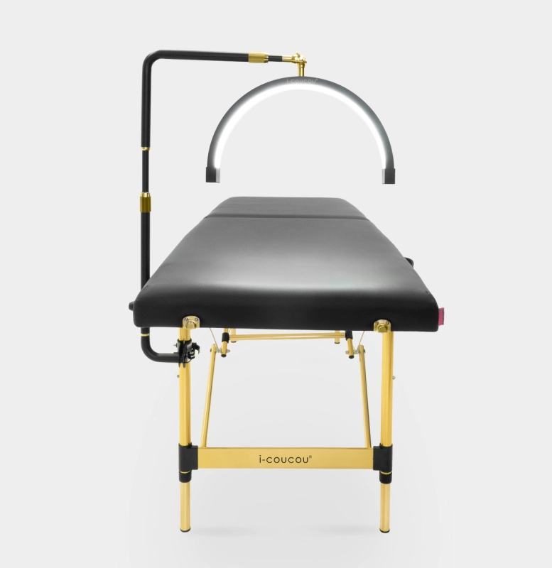 ZESTAW Łóżko kosmetyczne Space Gold + lampa POL Moon XS GOLD