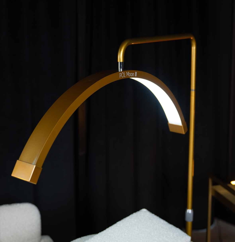 Regulacja barwy światła lampy POL Moon II GOLD: ciepła, neutralna, zimna
