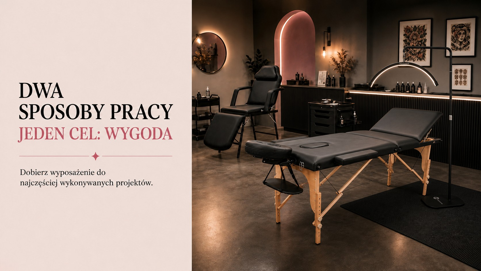 Dwa sposoby pracy w studiu tatuażu — fotel i stół do tatuażu